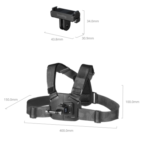 SmallRig 6305 - pasek, mocowanie POV, szelki na klatkę piersiową z adapterem mocowania do DJI Osmo Action 6 / Nano - wymiary